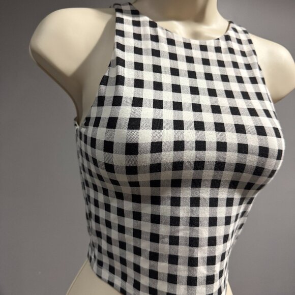 Old Navy Black & White Gingham Crop Tank/Sport bra - Picture 2 of 5